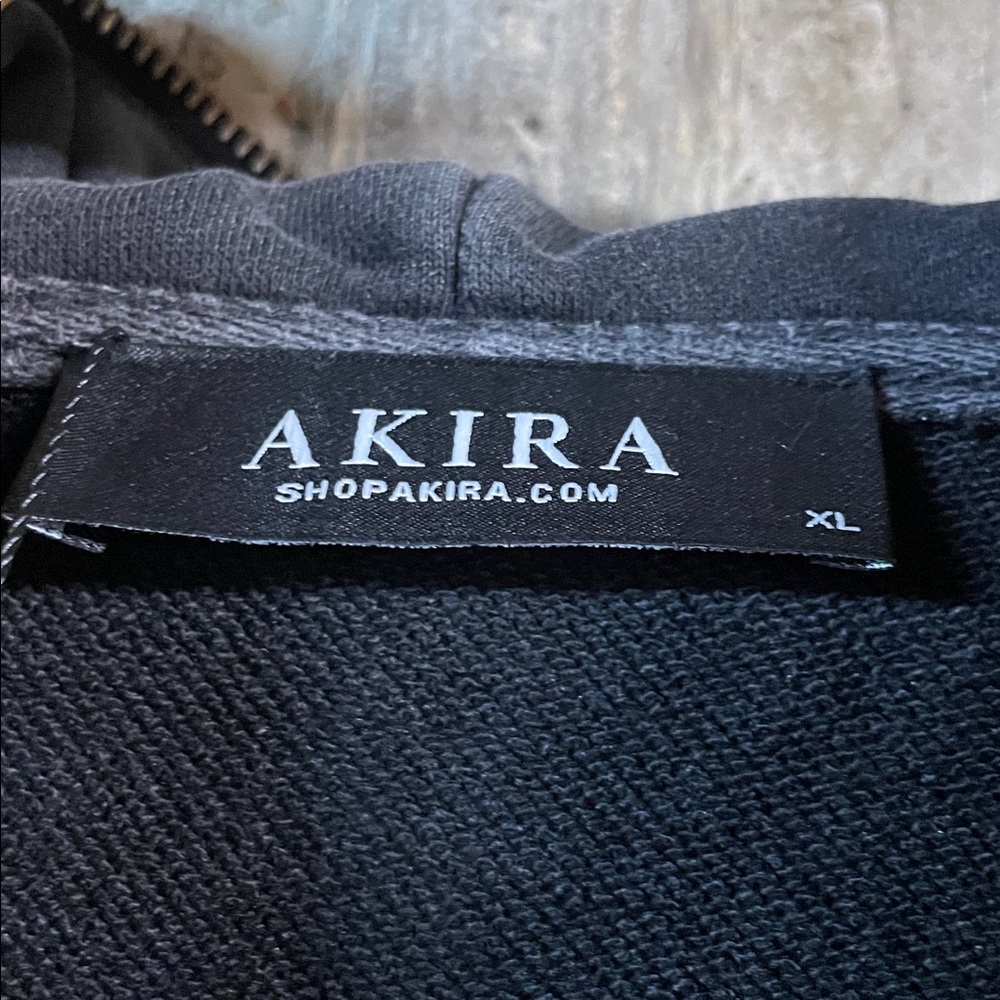 AKIRA Black Zip-Up Hoodie with Cream Graphic - Picture 6 of 7